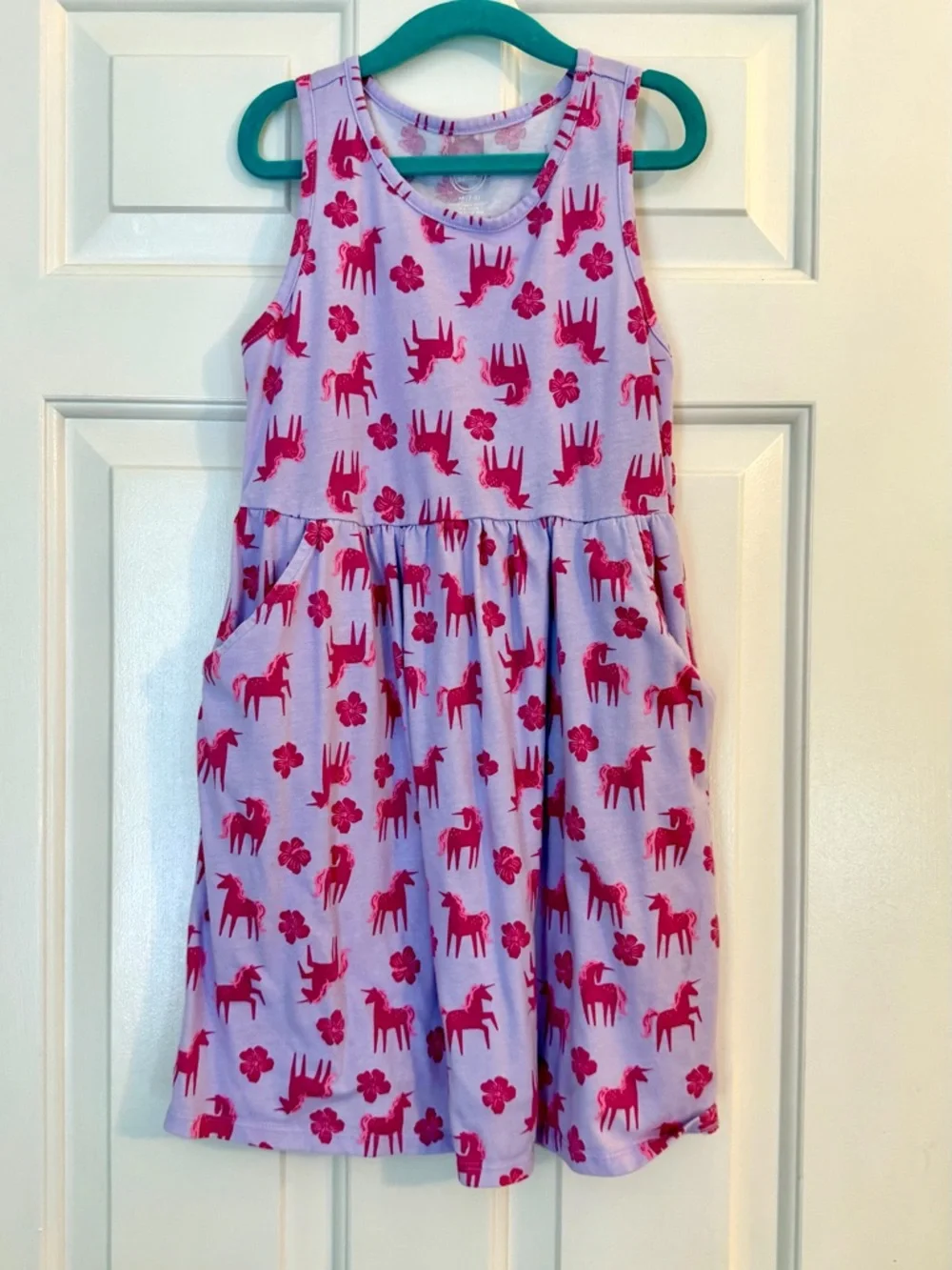 wonder nation Lavender Tank Dress with Hot Pink Unicorn Print
